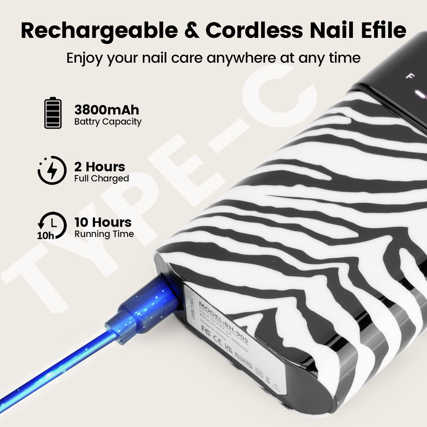 Zebra Print Complete Set – Nail Lamp, Nail Drill & Bit Holder
