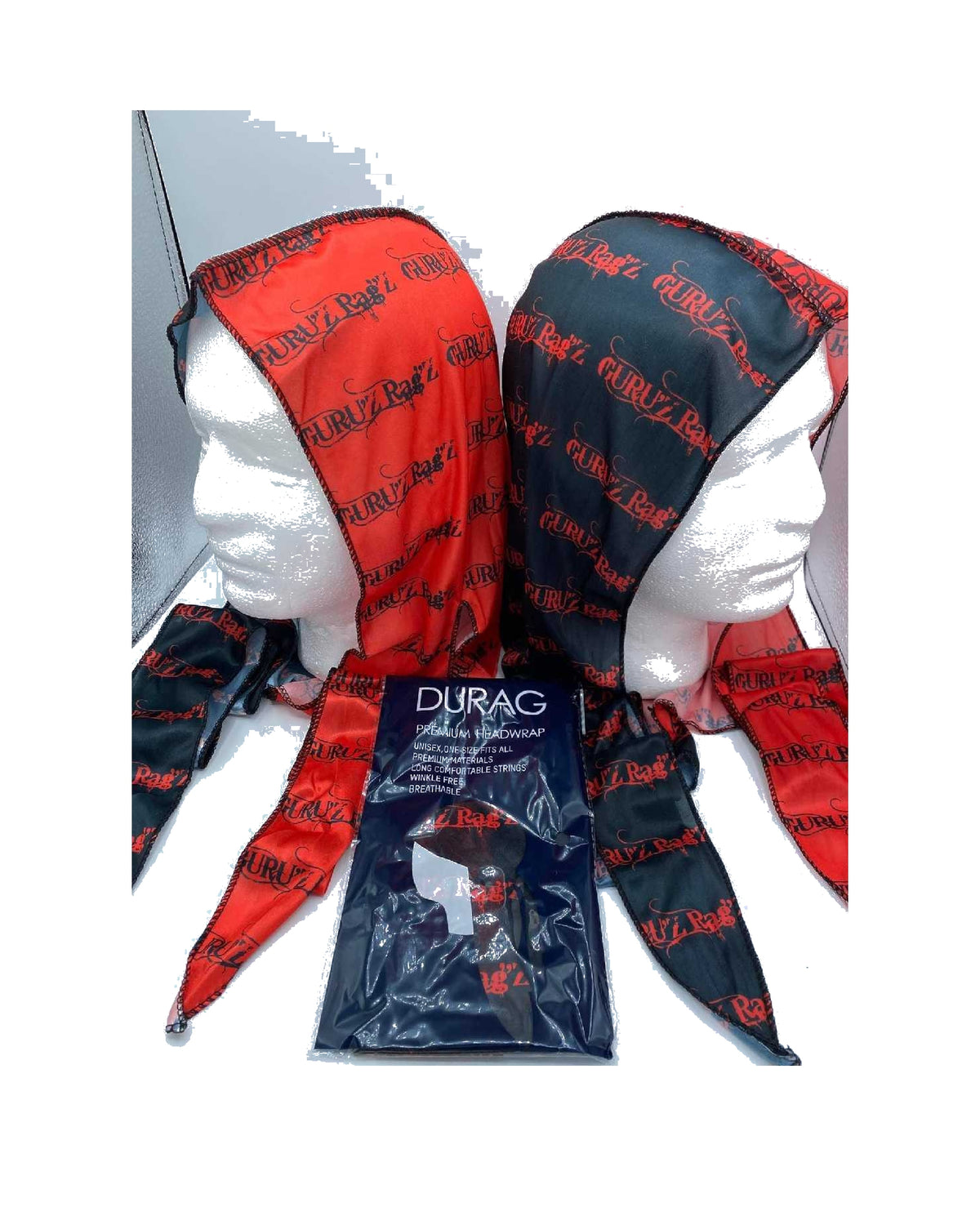 CRIMSON SOVEREIGN™ Premium Two-Tone Durag — Red & Black | GURU'Z Rag'Z | House of Guru™