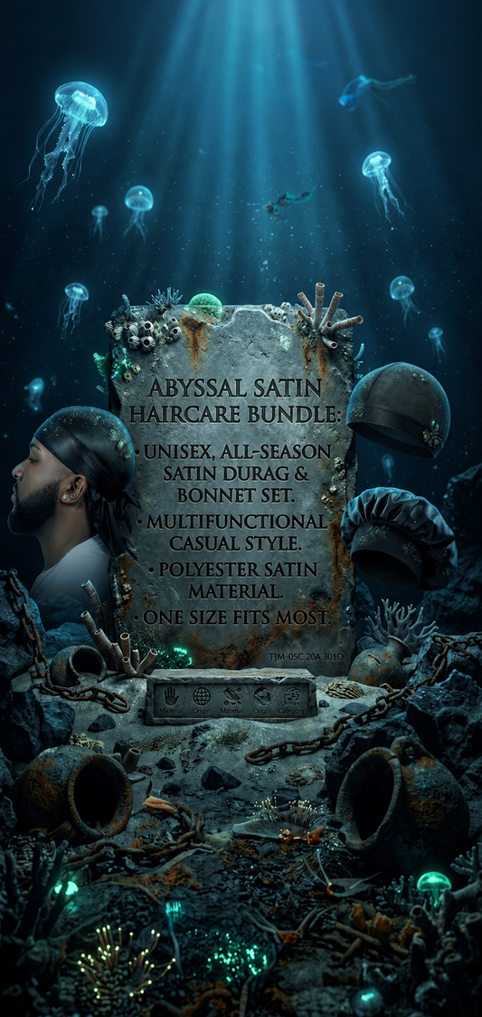 HOGA Abyssal Luxury Satin Haircare Bundle – 3-Piece Elite Durag, Bonnet & Wave Cap Set
