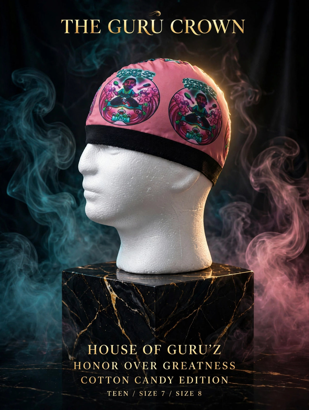 HONOR THE COTTON CANDY™ — THE GURU WAVE LOCK™ Two-Tone Cotton Candy Compression Cap | HOUSE OF GURU™
