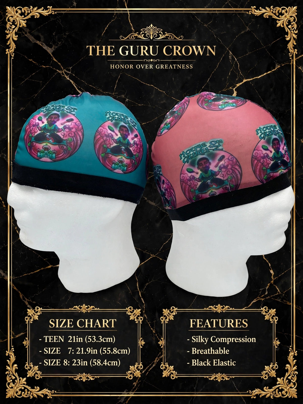 HONOR THE COTTON CANDY™ — THE GURU WAVE LOCK™ Two-Tone Cotton Candy Compression Cap | HOUSE OF GURU™