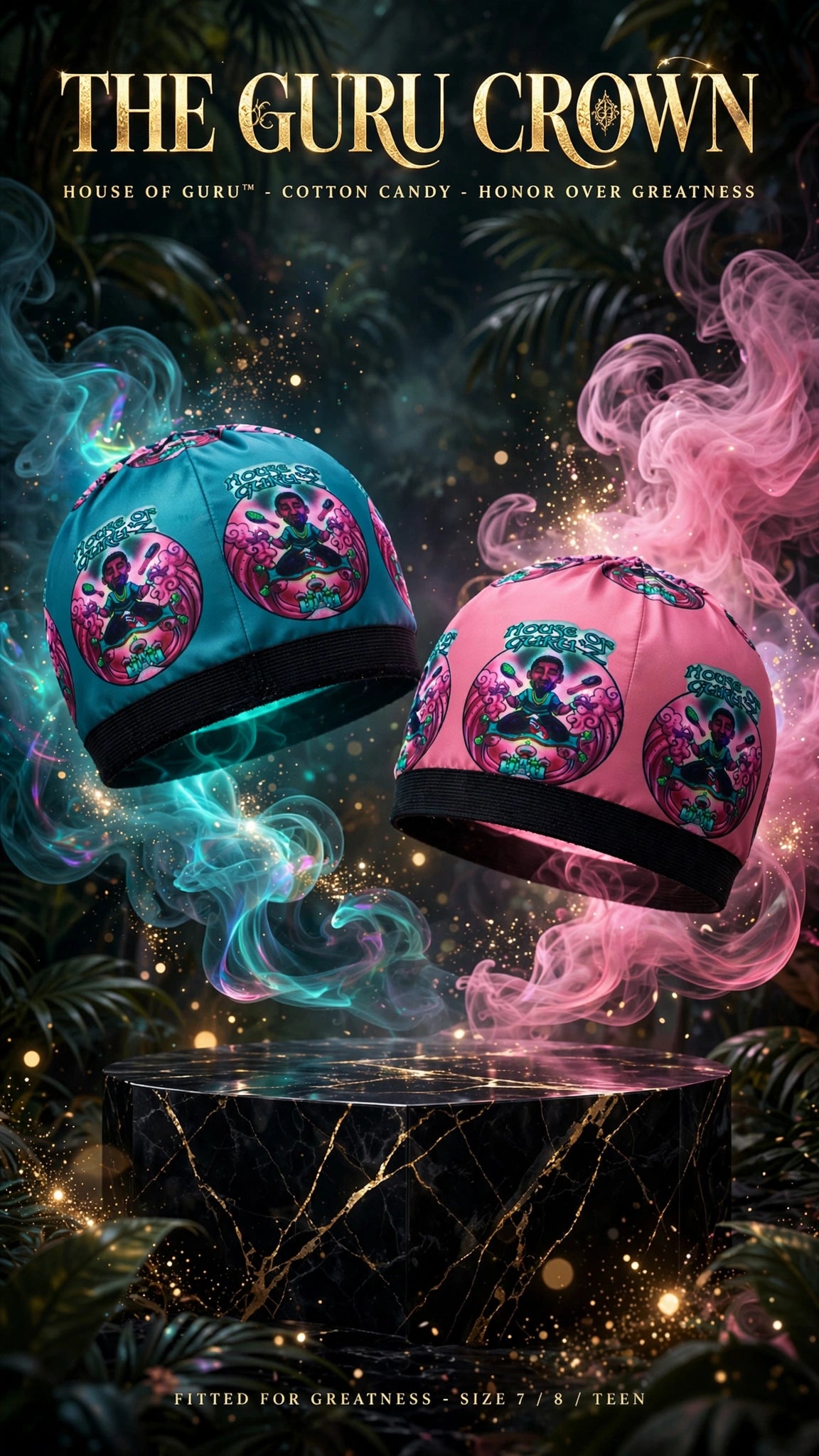 HONOR THE COTTON CANDY™ — THE GURU WAVE LOCK™ Two-Tone Cotton Candy Compression Cap | HOUSE OF GURU™