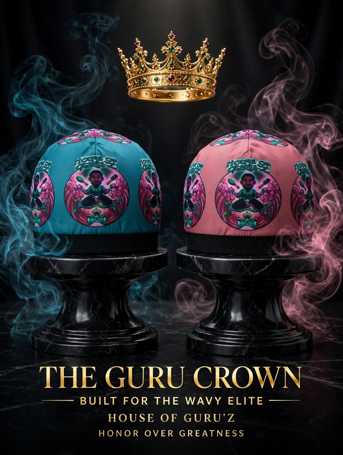 HONOR THE COTTON CANDY™ — THE GURU WAVE LOCK™ Two-Tone Cotton Candy Compression Cap | HOUSE OF GURU™
