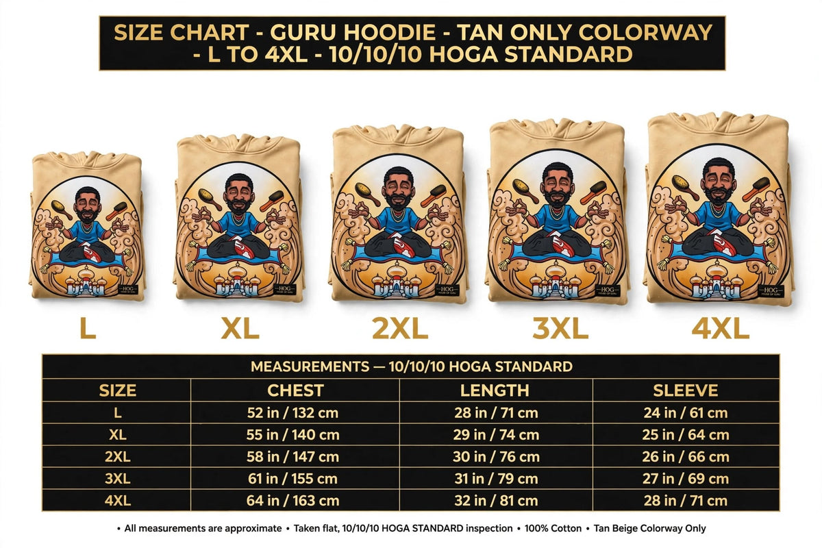 GURU'S FIRST HOODIE - TAN ONLY - L TO 4XL | Cina Made - Tuck-In Design - GURULIFESTYLE #GURUWAY Inside Pocket | First Drop