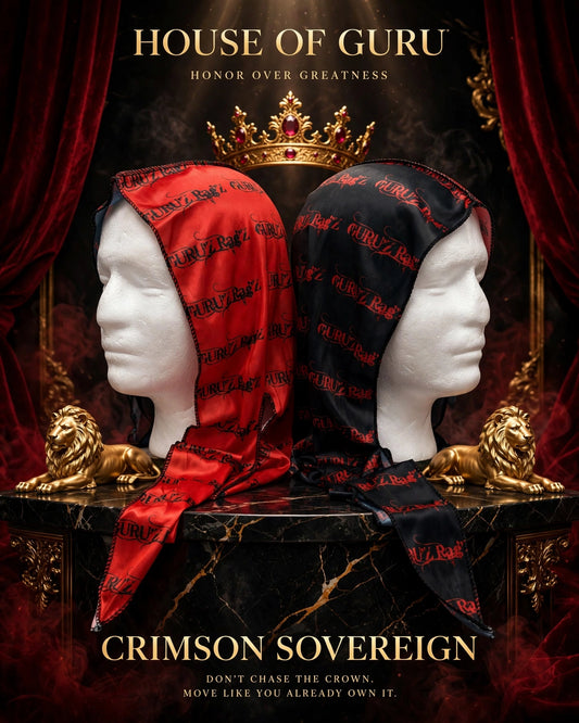 CRIMSON SOVEREIGN™ Premium Two-Tone Durag — Red & Black | GURU'Z Rag'Z | House of Guru™