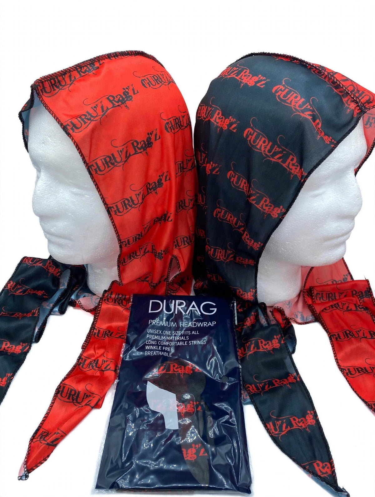 CRIMSON SOVEREIGN™ Premium Two-Tone Durag — Red & Black | GURU'Z Rag'Z | House of Guru™