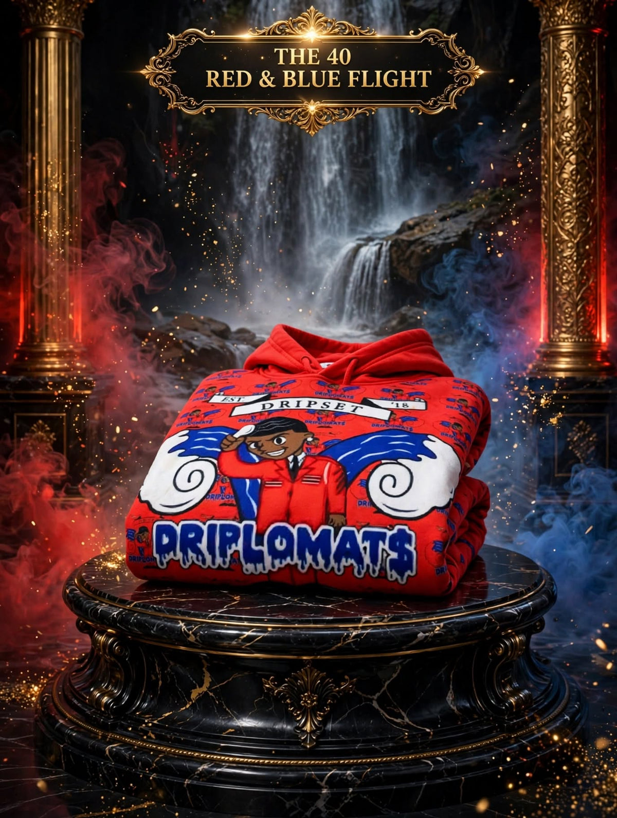 THE 40™ — RED & BLUE FLIGHT — HONOR OVER GREATNESS SQUAD™ HOODIE — O-NAME EDITION