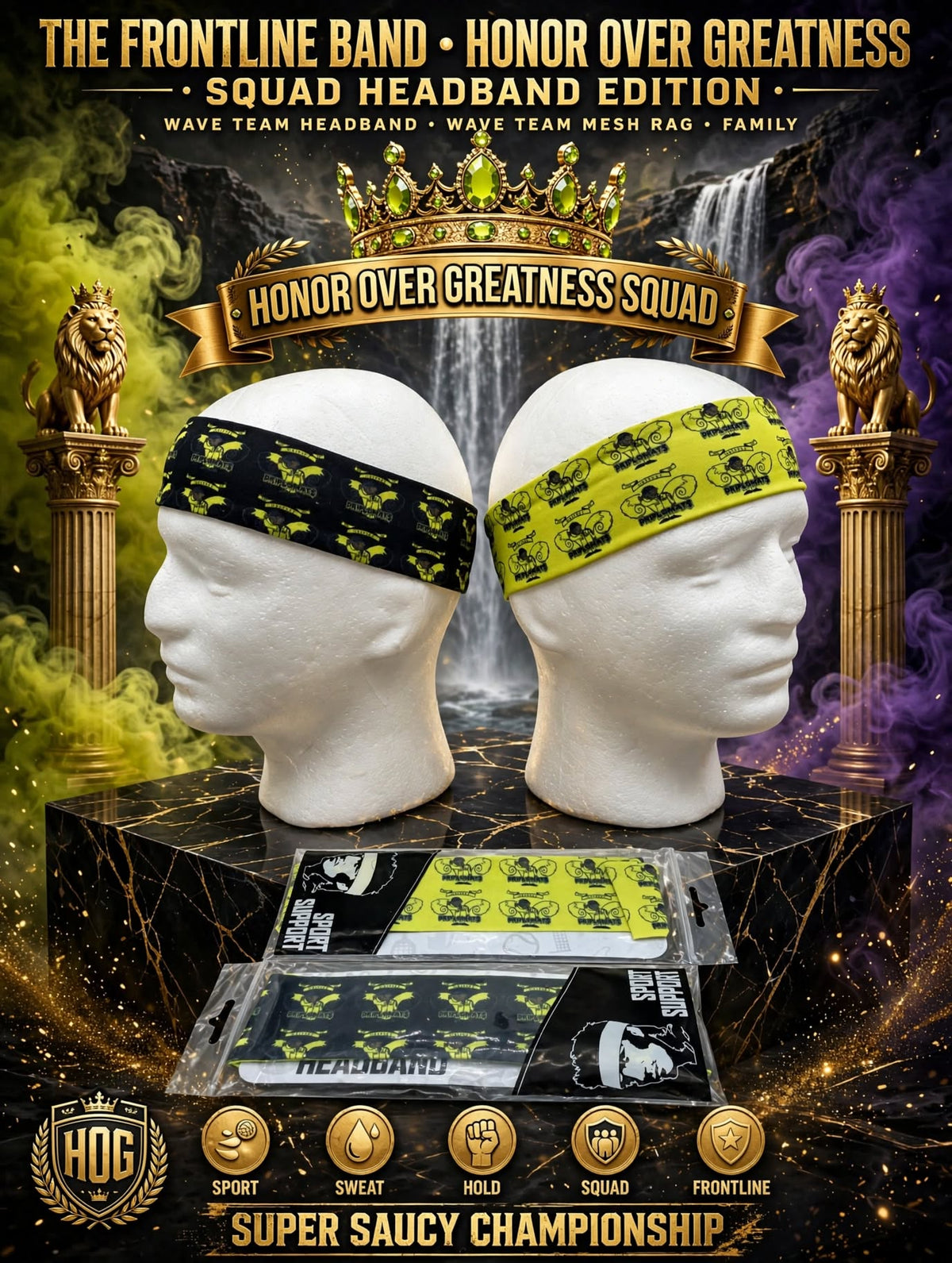 THE FRONTLINE BAND™ — Honor Over Greatness Squad Headband | Driplomats Wave Team | Single