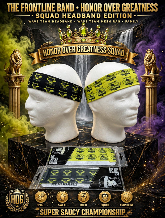 THE FRONTLINE BAND™ — Honor Over Greatness Squad Headband | Driplomats Wave Team | Single