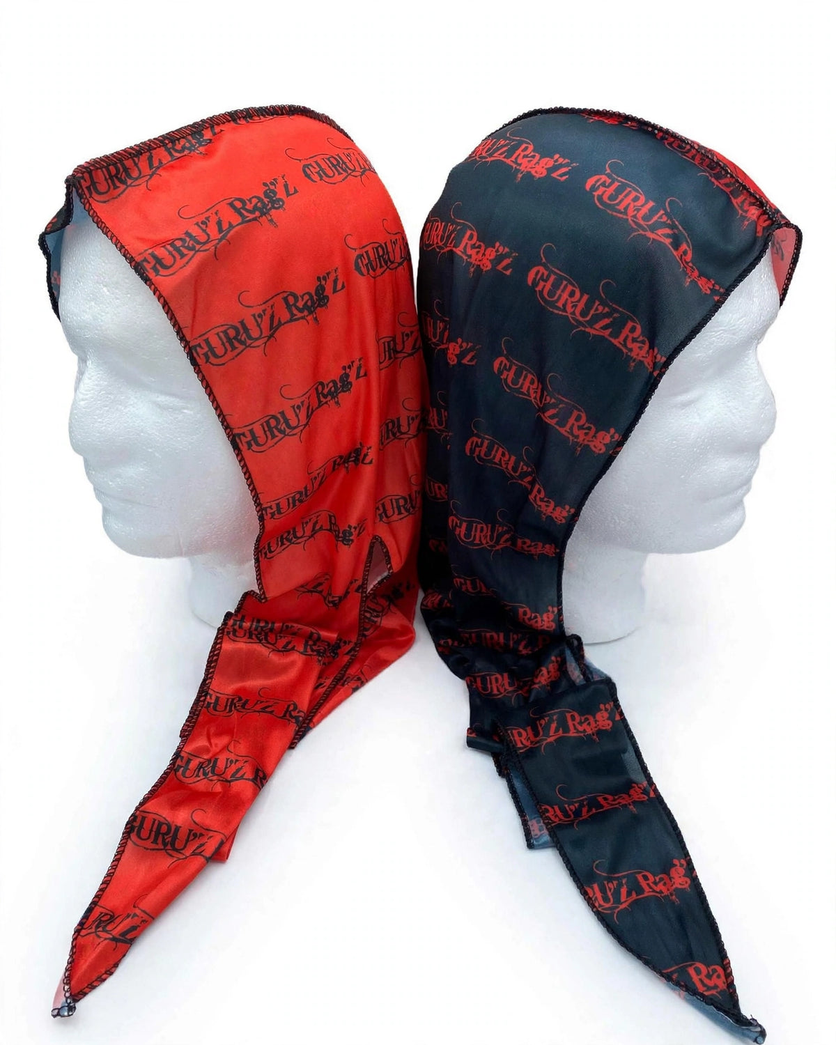 CRIMSON SOVEREIGN™ Premium Two-Tone Durag — Red & Black | GURU'Z Rag'Z | House of Guru™