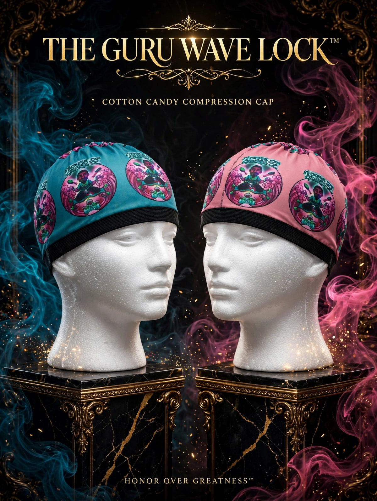 HONOR THE COTTON CANDY™ — THE GURU WAVE LOCK™ Two-Tone Cotton Candy Compression Cap | HOUSE OF GURU™