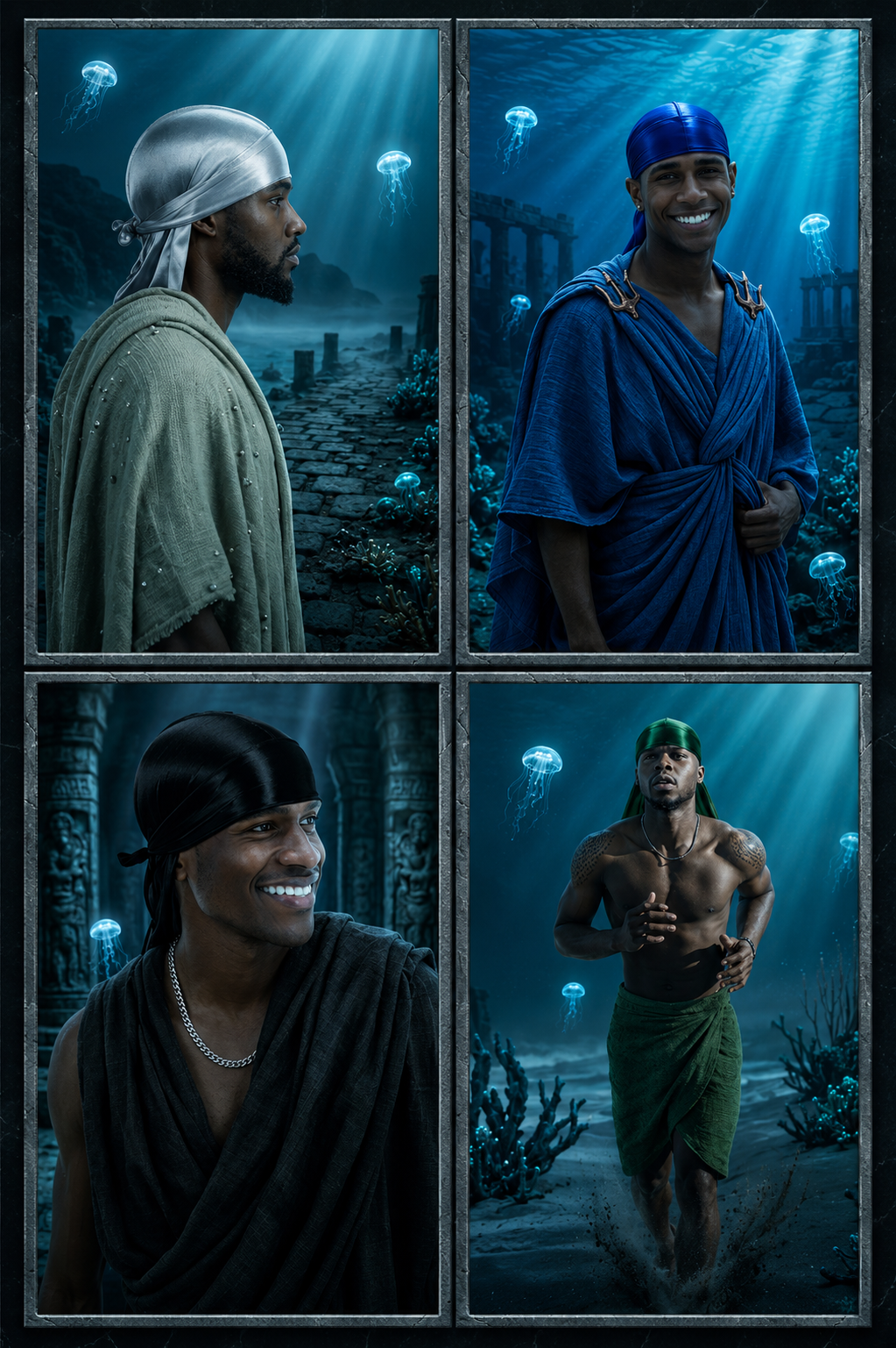 HOGA Abyssal Luxury Satin Haircare Bundle – 3-Piece Elite Durag, Bonnet & Wave Cap Set