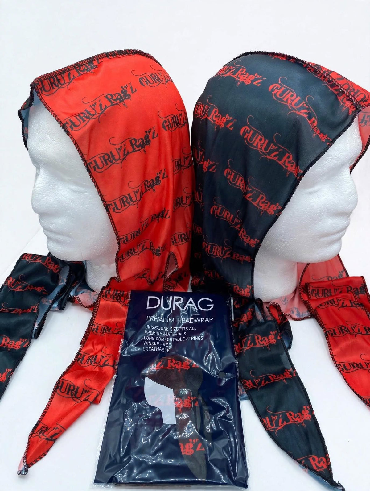 CRIMSON SOVEREIGN™ Premium Two-Tone Durag — Red & Black | GURU'Z Rag'Z | House of Guru™