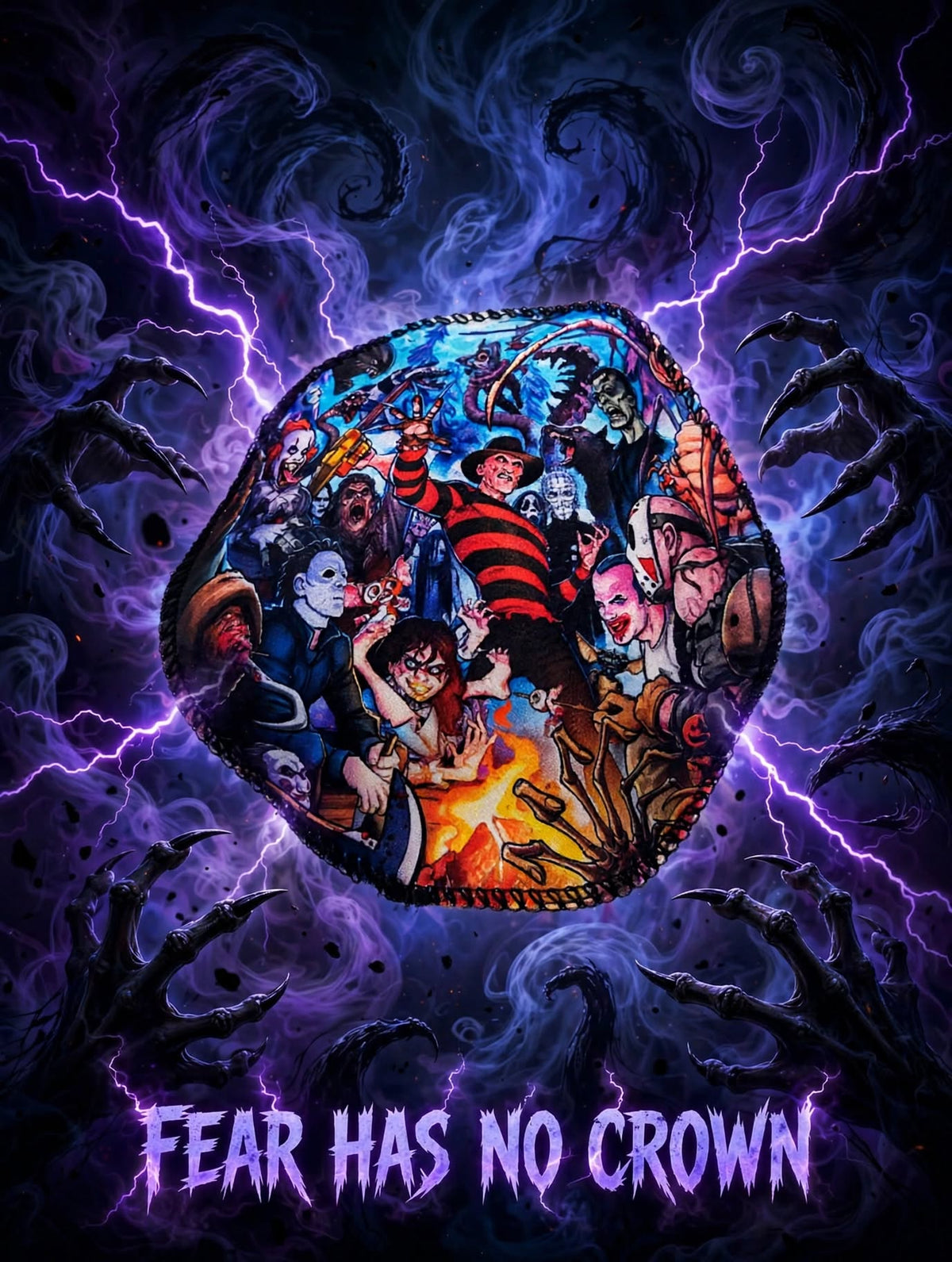 GURU KUZTOM™ — FEAR HAS NO CROWN™ — HORROR ICONS WAVE CROWN PATCH — HOUSE OF GURUS™ COLLECTOR EDITION